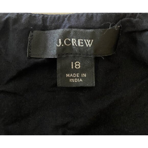 J.Crew Black Midi Dress Tiered Ruffles Pom-Pom Detail Cotton Size 18 - Picture 4 of 11